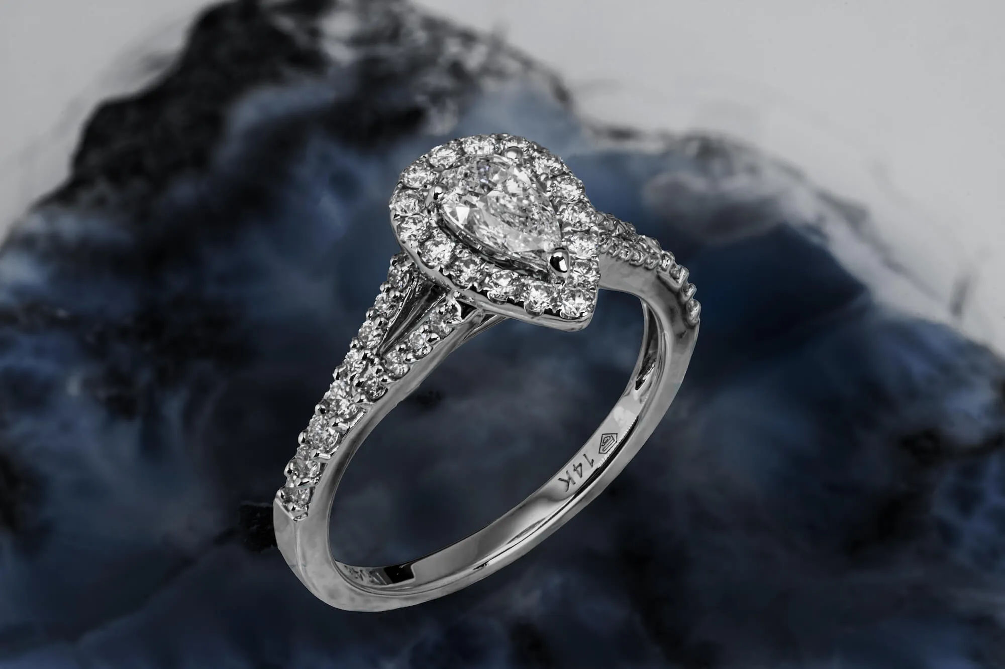 diamond ring on rock surface