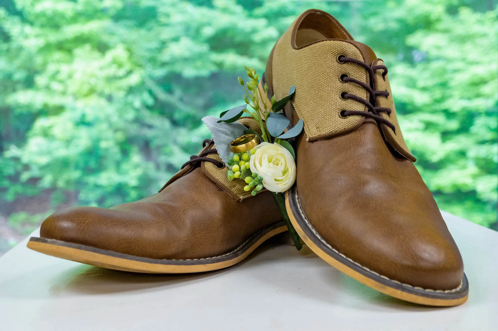 wedding ring on shoes